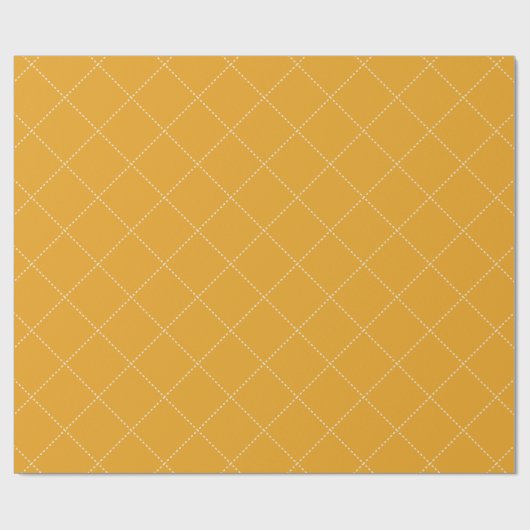 Dashed Diamond Grid Geometric Goldenrod Geschenkpapier (Flach)