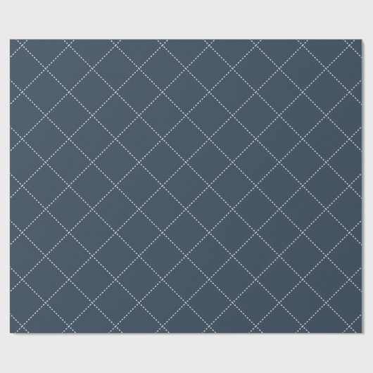 Dashed Diamond Grid Geometric Midnight Navy Geschenkpapier (Flach)