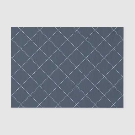 Dashed Diamond Grid Geometric Midnight Navy Seidenpapier (Vorderseite)