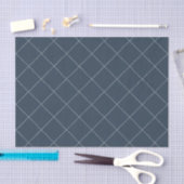 Dashed Diamond Grid Geometric Midnight Navy Seidenpapier (Handwerk)