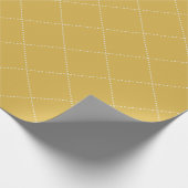 Dashed Diamond Grid Geometric Mustard Gold Geschenkpapier (Ecke)