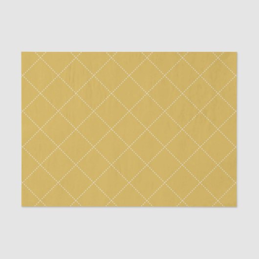 Dashed Diamond Grid Geometric Mustard Gold Seidenpapier (Vorderseite)