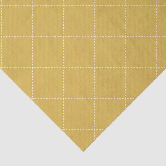 Dashed Diamond Grid Geometric Mustard Gold Seidenpapier (Ausschnitt)