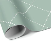 Dashed Diamond Grid Geometric Muted Sage Green Geschenkpapier (Rolleneckpunkt)