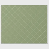 Dashed Diamond Grid Geometric Olive Green Geschenkpapier (Flach)