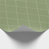 Dashed Diamond Grid Geometric Olive Green Geschenkpapier (Ecke)