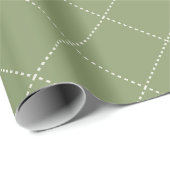 Dashed Diamond Grid Geometric Olive Green Geschenkpapier (Rolleneckpunkt)