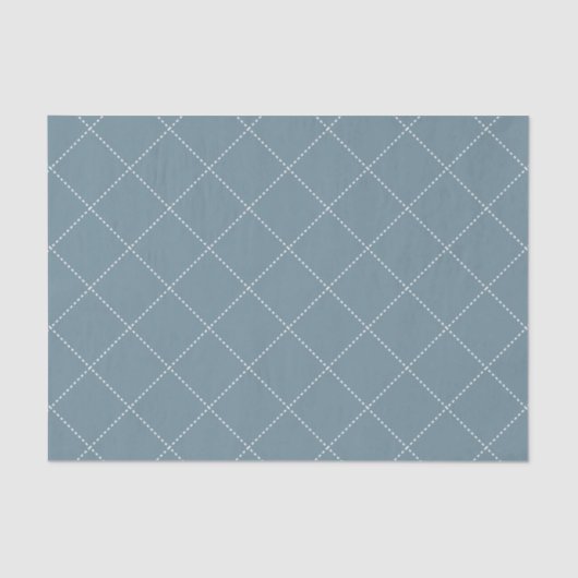 Dashed Diamond Grid Geometric Slate Blue Seidenpapier (Vorderseite)