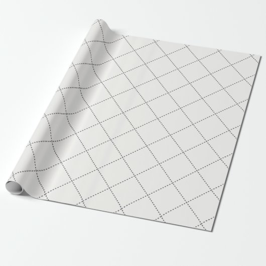 Dashed Diamond Grid Geometric Soft White Geschenkpapier (Ungerollt)
