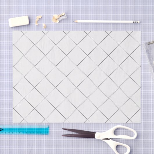 Dashed Diamond Grid Geometric Soft White Seidenpapier (Handwerk)