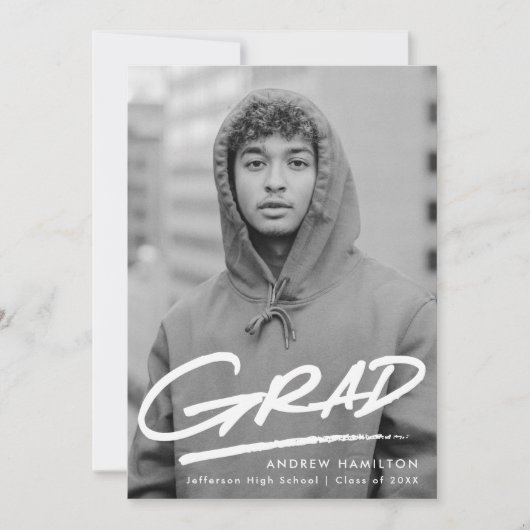 Dashed Foto Graduation Party Einladung (Vorderseite)