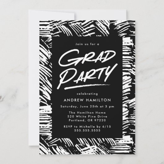 Dashed Foto Graduation Party Einladung (Rückseite)