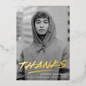 Dashed Grad Foil Foto Abschluss Danke Karte (Vorderseite)