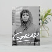 Dashed Grad Foto Graduation Party Silver Folieneinladung (Stehend vorne)