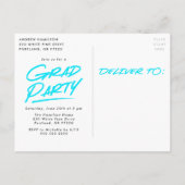 Dashed Grad Turquoise Foto Graduation Party Einladungspostkarte (Rückseite)