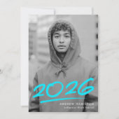 Dashed Turquoise Class of 2025 Foto Abschluss Ankündigung (Vorderseite)