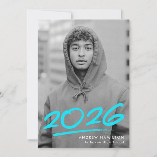 Dashed Turquoise Class of 2025 Foto Abschluss Ankündigung (Vorderseite)