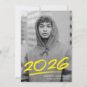 Dashed Yellow Class of 2023 Foto Abschluss Ankündigung (Vorderseite)