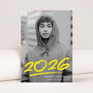 Dashed Yellow Class of 2023 Photo Graduation Ankündigung