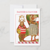 DASHER DANCER 3.5x5 Weihnachtskarte Karte (Vorderseite)