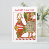 DASHER DANCER 3.5x5 Weihnachtskarte Karte (Stehend Vorderseite)