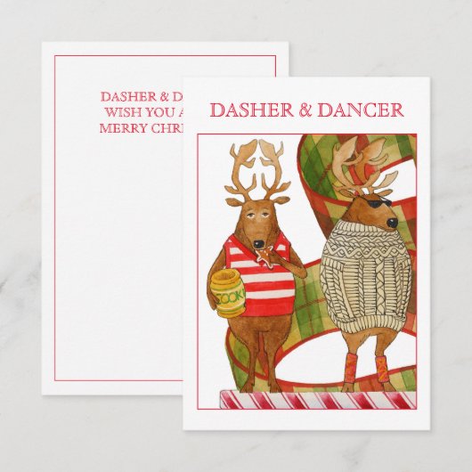 DASHER DANCER 3.5x5 Weihnachtskarte Karte (Vorne/Hinten)