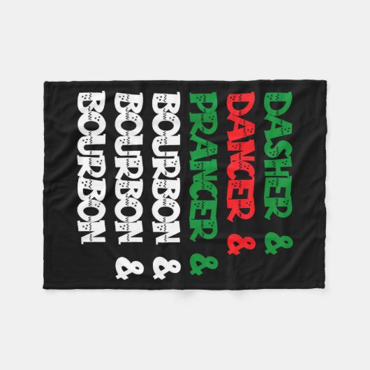 Dasher Dancer Prancer & Bourbon Christmas Funn Fleecedecke (Vorderseite (Horizontal))