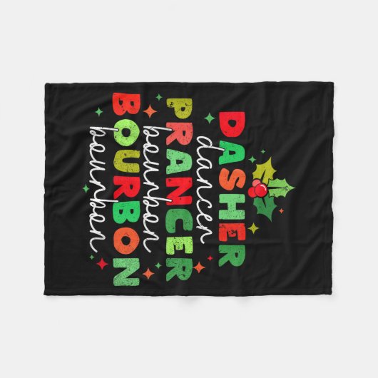 Dasher Dancer Prancer & Bourbon Christmas Holi Fleecedecke (Vorderseite (Horizontal))