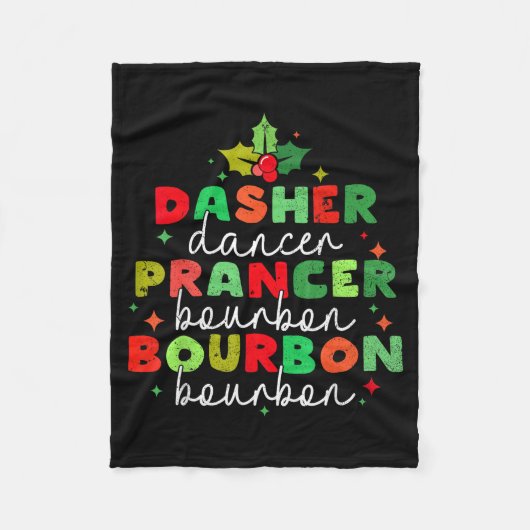Dasher Dancer Prancer & Bourbon Christmas Holi Fleecedecke (Vorderseite)