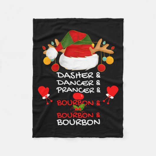 Dasher Dancer Prancer & Bourbon Christmas Holi Fleecedecke (Vorderseite)