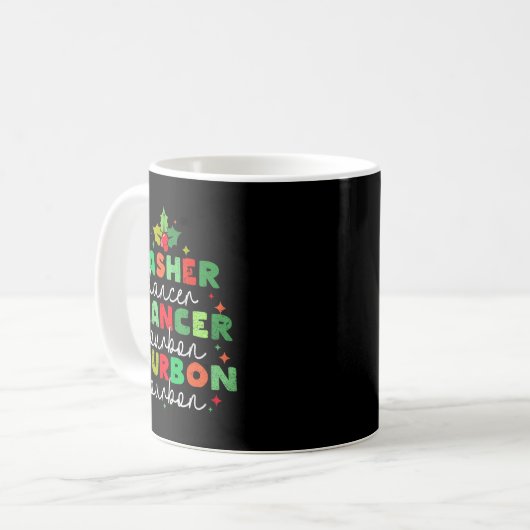Dasher Dancer Prancer & Bourbon Christmas Holi Kaffeetasse (Vorderseite Links)