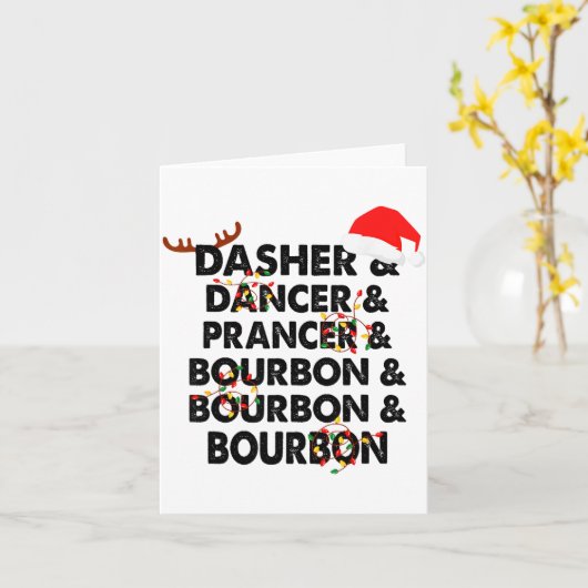 Dasher Dancer Prancer &amp; Bourbon Christmas Holi Karte (Gelbe Blume)