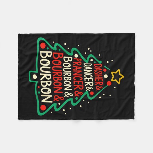 Dasher Dancer Prancer & Bourbon Funny Christma Fleecedecke (Vorderseite (Horizontal))