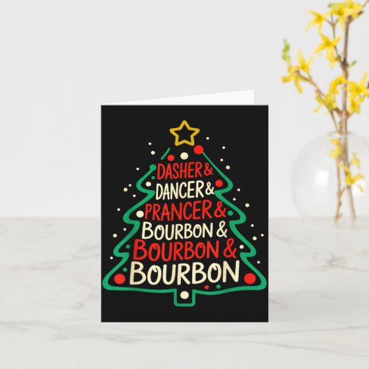 Dasher Dancer Prancer &amp; Bourbon Funny Christma Karte (Gelbe Blume)