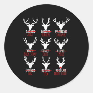Dasher Dancer Prancer & Bourbon Weihnachtsfeie Runder Aufkleber