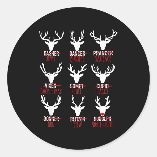 Dasher Dancer Prancer &amp; Bourbon Weihnachtsfeie Runder Aufkleber (Vorderseite)