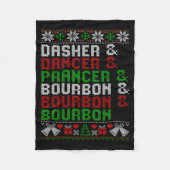 Dasher Dancer Prancer &amp; Bourbon Xmas Holiday U Fleecedecke (Vorderseite)