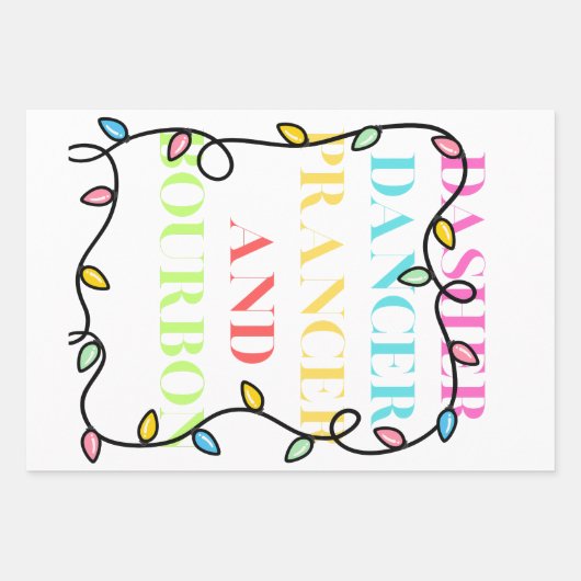 Dasher Dancer Prancer and Bourbon Geschenkpapier Set (Vorderseite 3)