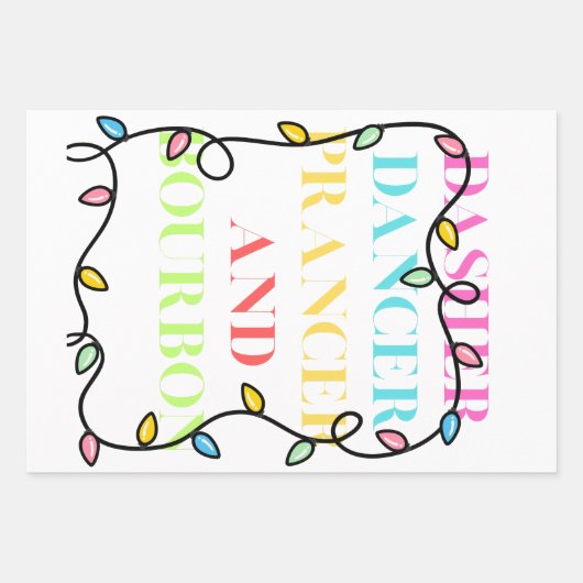 Dasher Dancer Prancer and Bourbon Geschenkpapier Set (Vorderseite 2)