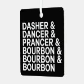 Dasher Dancer Prancer & Bourbon Christmas Holiday  Ornament Aus Metall (Vorderseite links)