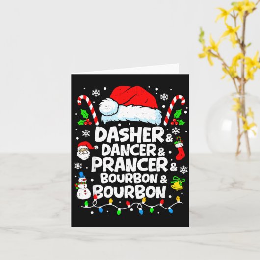 Dasher Dancer Prancer Bourbon Funny Christmas Sant Karte (Gelbe Blume)