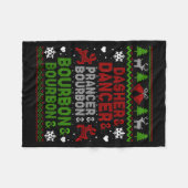 Dasher Dancer Prancer Bourbon Ugly Christmas Santa Fleecedecke (Vorderseite (Horizontal))