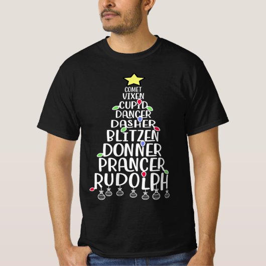 Dasher Dancer Prancer Funny Reindeer Names T-Shirt (Vorderseite)