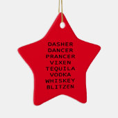 Dasher Dancer Prancer Vix Teq Vodka Whiskey Blitzn Keramik Ornament (Rechts)