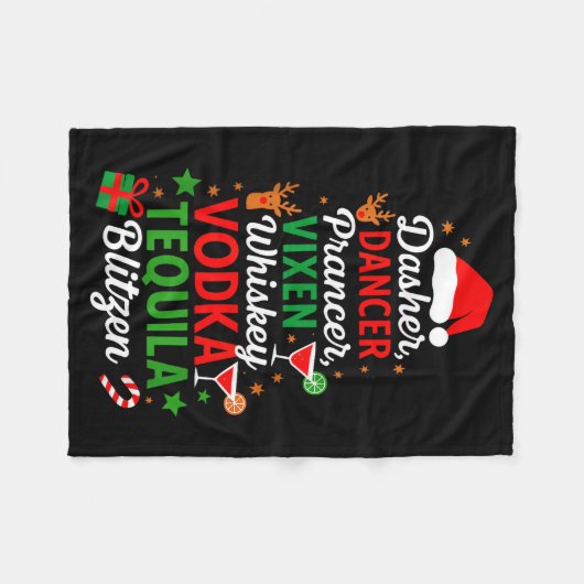 Dasher Dancer Prancer Vixen Moscato Vodka Tequila  Fleecedecke (Vorderseite (Horizontal))