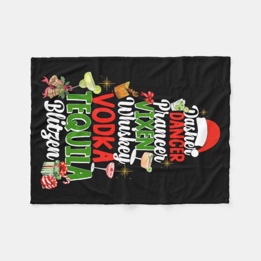 Dasher Dancer Prancer Vixen Moscato Vodka Tequila Fleecedecke (Vorderseite (Horizontal))