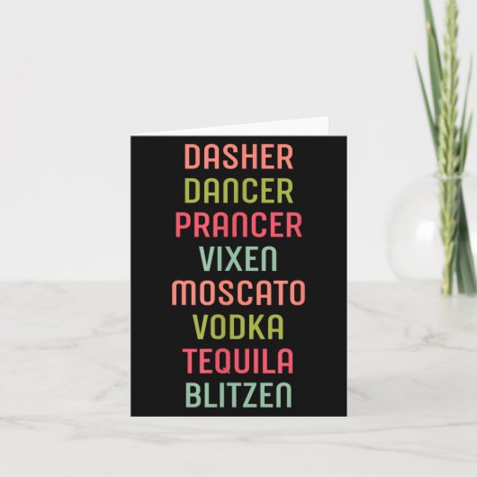 Dasher Dancer Prancer Vixen Moscato Vodka Tequila Karte (Vorderseite)