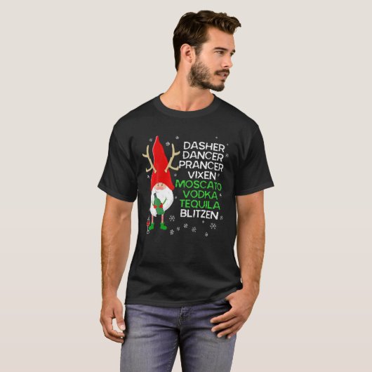 Dasher Dancer Prancer Vixen Moscato Vodka Tequila T-Shirt (Vorne ganz)