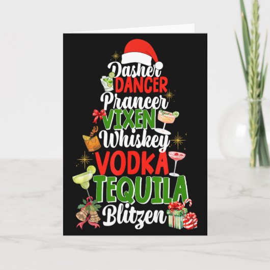 Dasher Dancer Prancer Vixen Moscato Wodka Tequila Karte (Vorderseite)