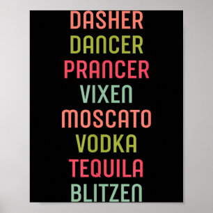 Dasher Dancer Prancer Vixen Moscato Wodka Tequila Poster